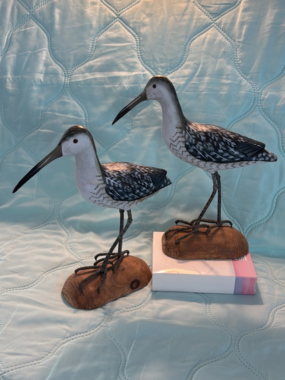 Decorative Coastal Shorebird Figurines - Set of 2 (Gray/White)